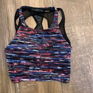 lululemon double tab multicolor striped crop top